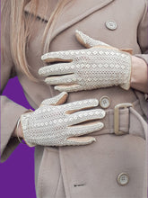 Charger l'image dans la galerie, Gants vintage Joséphine - Cuir et dentelle. Taille 6,5