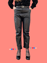 Charger l'image dans la galerie, Pantalon vintage Martha - En cuir noir, coupe droite. Taille M, 38, 40. Cuir Nappa