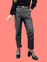 Charger l'image dans la galerie, Pantalon vintage Martha - En cuir noir, coupe droite. Taille M, 38, 40. Cuir Nappa