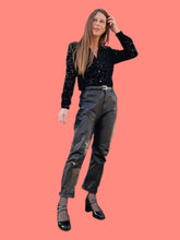 Charger l'image dans la galerie, Pantalon vintage Martha - En cuir noir, coupe droite. Taille M, 38, 40. Cuir Nappa