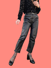 Charger l'image dans la galerie, Pantalon vintage Martha - En cuir noir, coupe droite. Taille M, 38, 40. Cuir Nappa