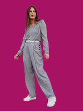 Charger l'image dans la galerie, Pantalon à pont vintage Lison - Carreaux vichy. Taille XL, 42, 44. Patrice Bréal. Made in France.