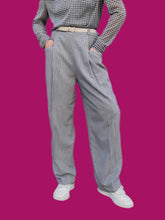 Charger l'image dans la galerie, Pantalon à pont vintage Lison - Carreaux vichy. Taille XL, 42, 44. Patrice Bréal. Made in France.