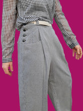 Charger l'image dans la galerie, Pantalon à pont vintage Lison - Carreaux vichy. Taille XL, 42, 44. Patrice Bréal. Made in France.