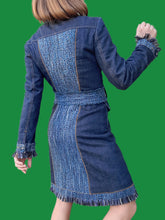 Charger l'image dans la galerie, Manteau vintage Armande - Tweed à franges et denim. Taille S, 36, 38. D&G - Dolce & Gabanna. Made in Italy.