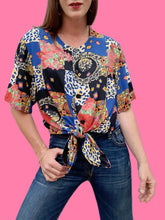 Charger l'image dans la galerie, Chemisier vintage Lili - A carreaux bariolés. Taille XXL, 44, 46. Damart.