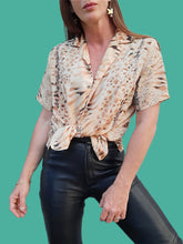 Charger l'image dans la galerie, Chemisette vintage Jenn - Imprimé Animalier. Taille L, 40, 42. Marron, beige et noir.