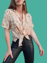Charger l'image dans la galerie, Chemisette vintage Jenn - Imprimé Animalier. Taille L, 40, 42. Marron, beige et noir.