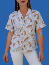 Charger l'image dans la galerie, Chemisette vintage Sylvie - Coups de pinceau. Taille L, 40, 42. Vitos. Made in France