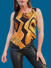 Charger l'image dans la galerie, Top vintage Bintou - Motif Africain. Pointu devant. Coton. Taille S, 36, 38.