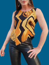 Charger l'image dans la galerie, Top vintage Bintou - Motif Africain. Pointu devant. Coton. Taille S, 36, 38.