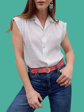 Charger l'image dans la galerie, Chemisette vintage Anissa - Blanche. Taille S, 36, 38. Daniel Duval. Made in France