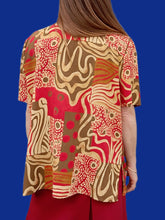 Charger l'image dans la galerie, Chemisette vintage Rose - Imprimé abstrait. Taille XXL, 44, 46. Jean Lo Bello. Made in France.