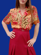 Charger l'image dans la galerie, Chemisette vintage Rose - Imprimé abstrait. Taille XXL, 44, 46. Jean Lo Bello. Made in France.
