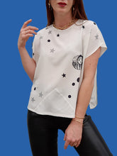 Charger l'image dans la galerie, Blouse vintage Bianca - Pierrot et pois. Taille XL, 42, 44. Louis Féraud.