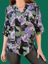 Charger l'image dans la galerie, Blouse vintage Charline - Motifs dentelles et fleurs. Taille M, 38, 40. Made in France.