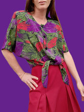 Charger l'image dans la galerie, Blouse vintage Miranda - Fleurie à nouer. Taille XXL, 44, 46. Sunshine.