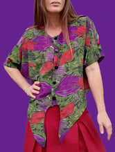 Charger l'image dans la galerie, Blouse vintage Miranda - Fleurie à nouer. Taille XXL, 44, 46. Sunshine.