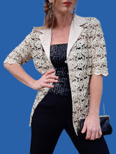 Charger l'image dans la galerie, Chemisier "Seconde" Stephy - Dentelle ajourée Champagne. Taille L, 40, 42.