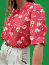 Charger l'image dans la galerie, Chemisier vintage Florence - Imprimé Tulipes. Taille XL, 42, 44