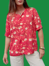 Charger l'image dans la galerie, Chemisier vintage Florence - Imprimé Tulipes. Taille XL, 42, 44