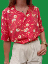 Charger l'image dans la galerie, Chemisier vintage Florence - Imprimé Tulipes. Taille XL, 42, 44