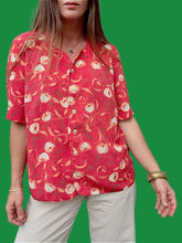 Charger l'image dans la galerie, Chemisier vintage Florence - Imprimé Tulipes. Taille XL, 42, 44