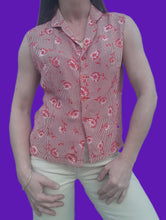Charger l'image dans la galerie, Top vintage Stella - Vichy fleuris. Taille M, 38, 40