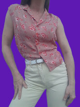 Charger l'image dans la galerie, Top vintage Stella - Vichy fleuris. Taille M, 38, 40