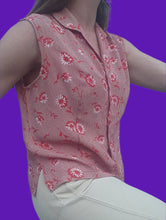 Charger l'image dans la galerie, Top vintage Stella - Vichy fleuris. Taille M, 38, 40