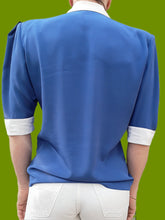 Charger l'image dans la galerie, Chemisier vintage Noëlla - Tissu contrastant. Taille M, 38, 40. Fabriqué en France