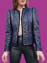 Charger l'image dans la galerie, Veste vintage Lola - Imprimé cachemire bleu brillant. Taille S, 36, 38. Trockenreinigung. Made in France