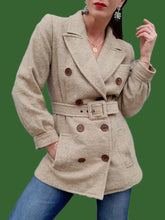 Charger l'image dans la galerie, Manteau vintage Camille - Laine chinée beige. Taille S, 36, 38. Yves Saint Laurent. Rive Gauche. Made in France .