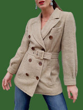 Charger l'image dans la galerie, Manteau vintage Camille - Laine chinée beige. Taille S, 36, 38. Yves Saint Laurent. Rive Gauche. Made in France .