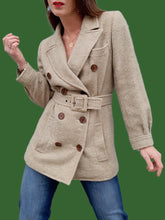 Charger l'image dans la galerie, Manteau vintage Camille - Laine chinée beige. Taille S, 36, 38. Yves Saint Laurent. Rive Gauche. Made in France .