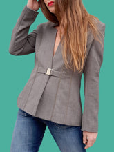 Charger l'image dans la galerie, Blazer vintage Sophie - Laine grise chinée. Col cranté. Taille S, 36, 38. Terry Paris. Made in France.