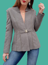 Charger l'image dans la galerie, Blazer vintage Sophie - Laine grise chinée. Col cranté. Taille S, 36, 38. Terry Paris. Made in France.