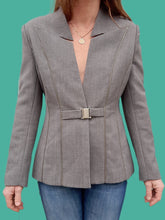 Charger l'image dans la galerie, Blazer vintage Sophie - Laine grise chinée. Col cranté. Taille S, 36, 38. Terry Paris. Made in France.
