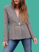 Charger l'image dans la galerie, Blazer vintage Sophie - Laine grise chinée. Col cranté. Taille S, 36, 38. Terry Paris. Made in France.