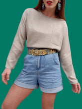 Charger l'image dans la galerie, Haut vintage Mia - Soie gris/beige chinée. Taille XL, 42, 44. Inscription Sonia Rykiel