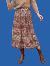 Charger l'image dans la galerie, Jupe vintage Sophia - Rayures à imprimé cachemire et fleurs. Taille XS, 34, 36. Burton