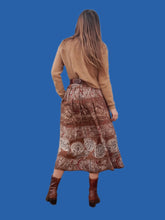 Charger l'image dans la galerie, Jupe vintage Sophia - Rayures à imprimé cachemire et fleurs. Taille XS, 34, 36. Burton