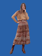 Charger l'image dans la galerie, Jupe vintage Sophia - Rayures à imprimé cachemire et fleurs. Taille XS, 34, 36. Burton
