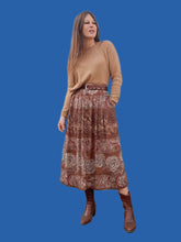 Charger l'image dans la galerie, Jupe vintage Sophia - Rayures à imprimé cachemire et fleurs. Taille XS, 34, 36. Burton