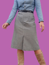Charger l'image dans la galerie, Jupe vintage Belinda - Pure laine et carreaux vichy bleus et blancs.Taille XS, 34, 36. Gor-Ray. Made in UK