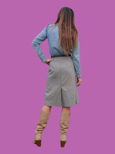 Charger l'image dans la galerie, Jupe vintage Belinda - Pure laine et carreaux vichy bleus et blancs.Taille XS, 34, 36. Gor-Ray. Made in UK