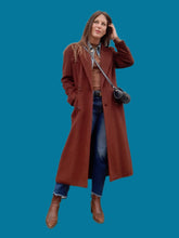 Charger l'image dans la galerie, Manteau vintage Meredith - En laine et cachemire marron chocolat. Taille M, 38, 40. Franck et Fils.