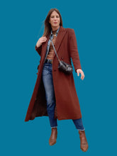Charger l'image dans la galerie, Manteau vintage Meredith - En laine et cachemire marron chocolat. Taille M, 38, 40. Franck et Fils.