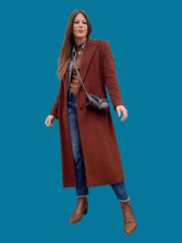 Charger l'image dans la galerie, Manteau vintage Meredith - En laine et cachemire marron chocolat. Taille M, 38, 40. Franck et Fils.