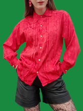 Charger l'image dans la galerie, Chemisier vintage Garance - Rouge à imprimé cachemire irisé. Taille S, 36, 38. Made in France.